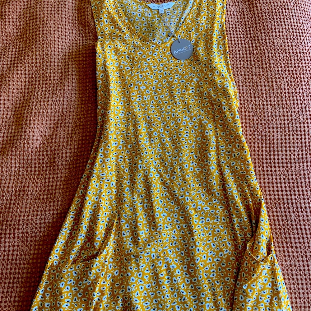 Apricot Brand Mustard Floral shift dress